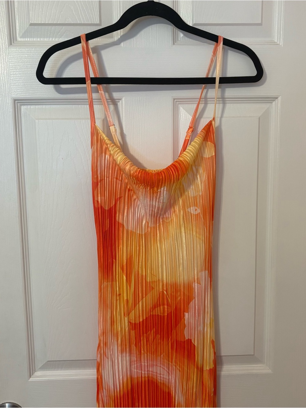 Orange & Yellow Hawaiian Pleated Slip Dress